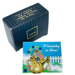 AVON gold tone enamel pearl 'YOU'RE MY FAVOURITE HOBBY' scatter pin