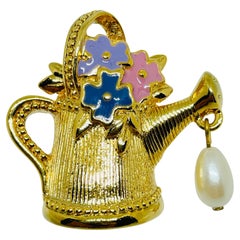 AVON gold tone enamel pearl 'YOU'RE MY FAVOURITE HOBBY' scatter pin