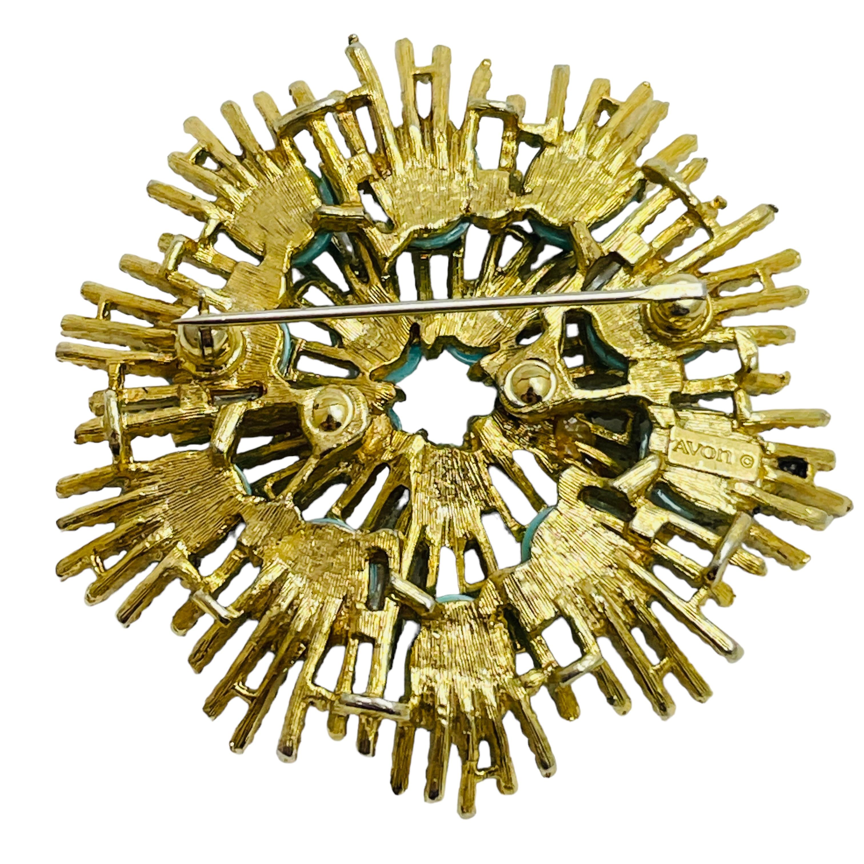 broche de diseño AVON firmado en oro bicolor imitación turquesa en Bueno estado para la venta en Palos Hills, IL