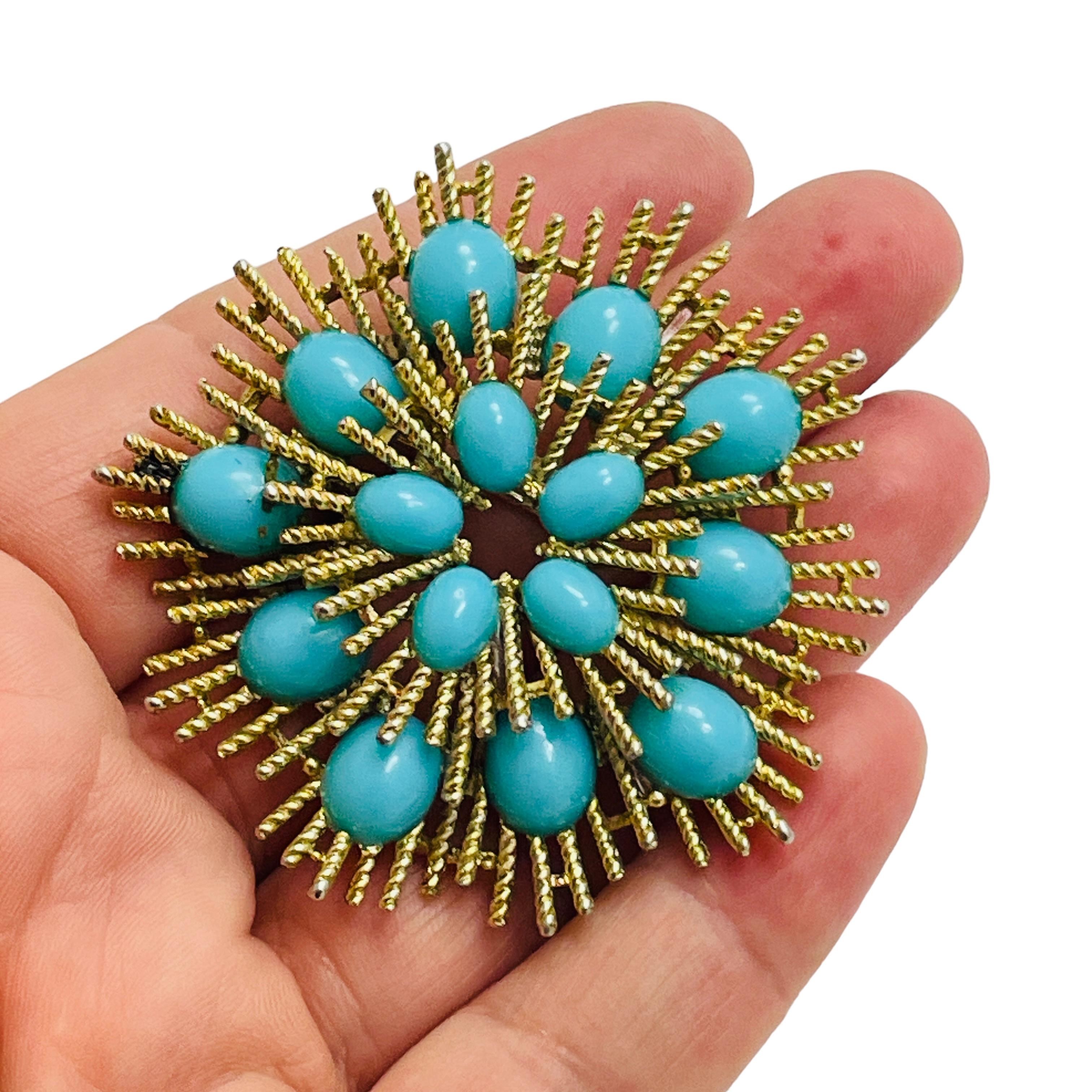 De las mujeres broche de diseño AVON firmado en oro bicolor imitación turquesa en venta