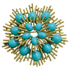 AVON signiert bintage gold faux Türkis Designer Brosche