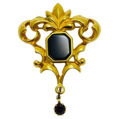 AVON signierte Designer-Brosche aus GoldEmaille mit Strasssteinen