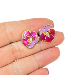 AVON signiert Gold Ton Emaille kleine Blume Designer Post-Ohrringe