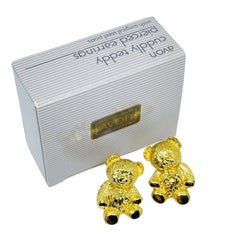 AVON signiert Vintage Gold Ton 'CUDDLY TEDDY' Designer Ohrringe durchbohrt