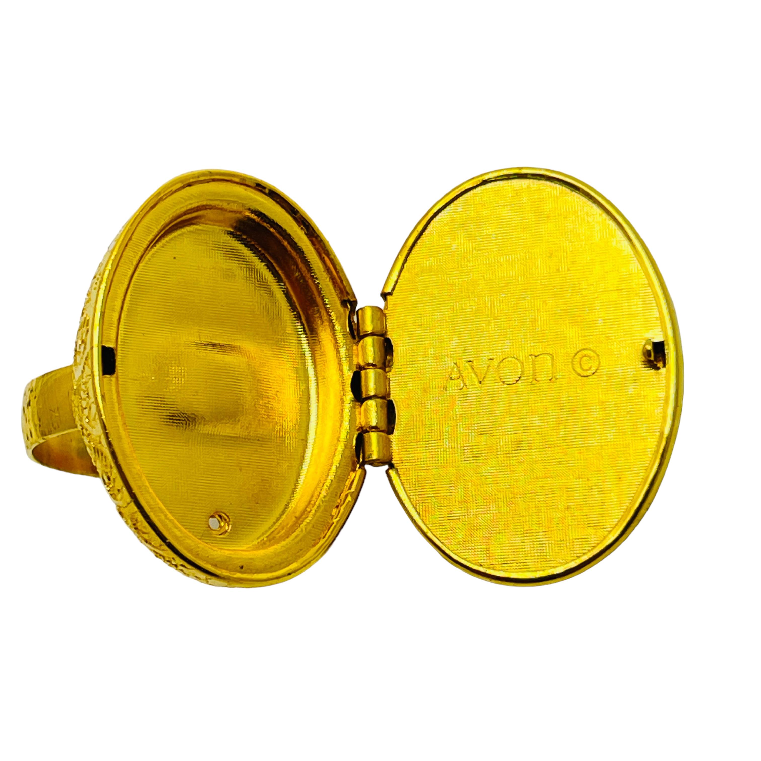 Donna AVON firmato anello vintage in oro con finta giada scolpita in vendita