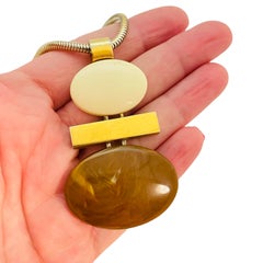 AVON signed vintage gold tone resin modernist geometric designer necklace