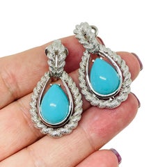 AVON signed vintage silver tone turquoise designer clip on earrings