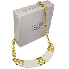 AVON vintage gold tone enamel 'PERUSIAN' massive designer chain necklace