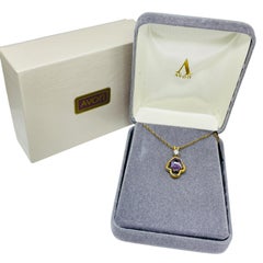 AVON vintage gold tone genuine amethyst designer chain necklace