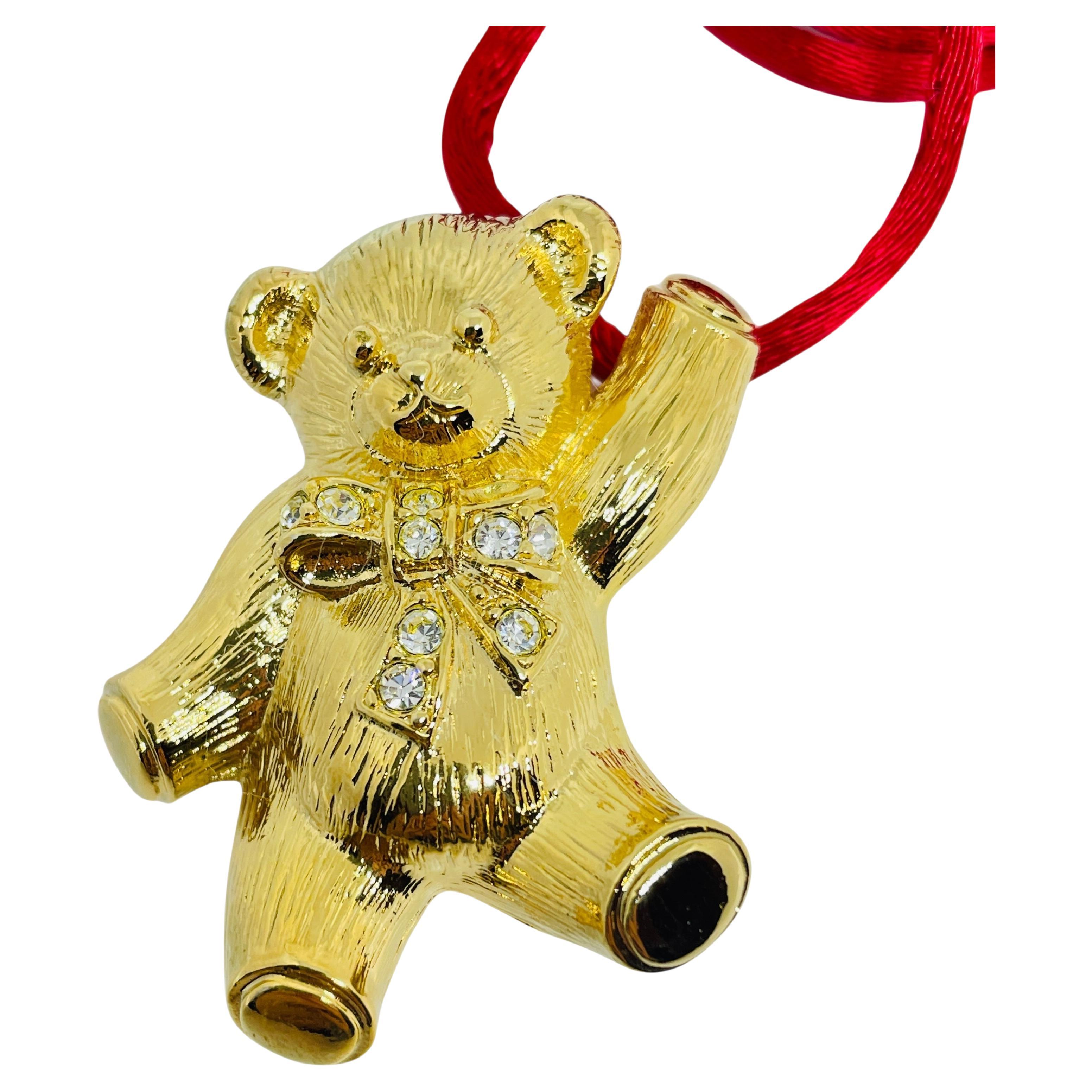 AVON vintage goldfarbener Strass 
PRECIOUS TEDDY Designer Brosche Halskette