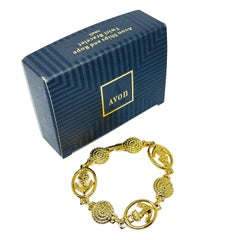 Bracciale vintage AVON con catena dorata ''SHIP AND SAIL ROPE TWIST