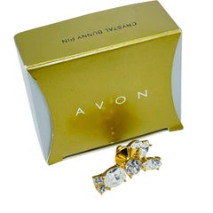 AVON vintage signed gold tone with crystals 'CRYSTAL BUNNY' pin