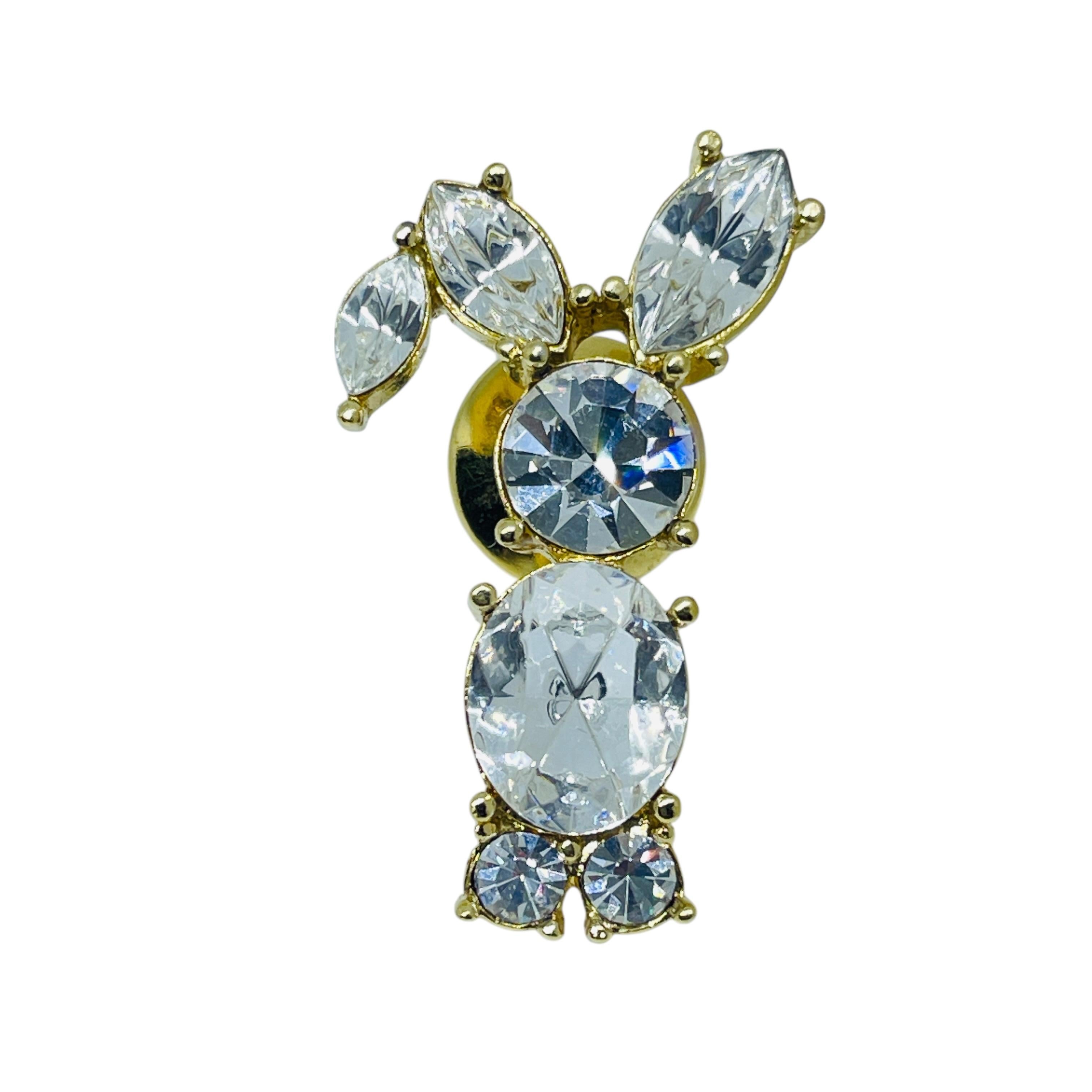 AVON vintage signed gold tone with crystals 
CRYSTAL BUNNY
 pin