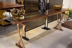 Medma Console Table: Cast Aluminum Walnut Resin Console Table