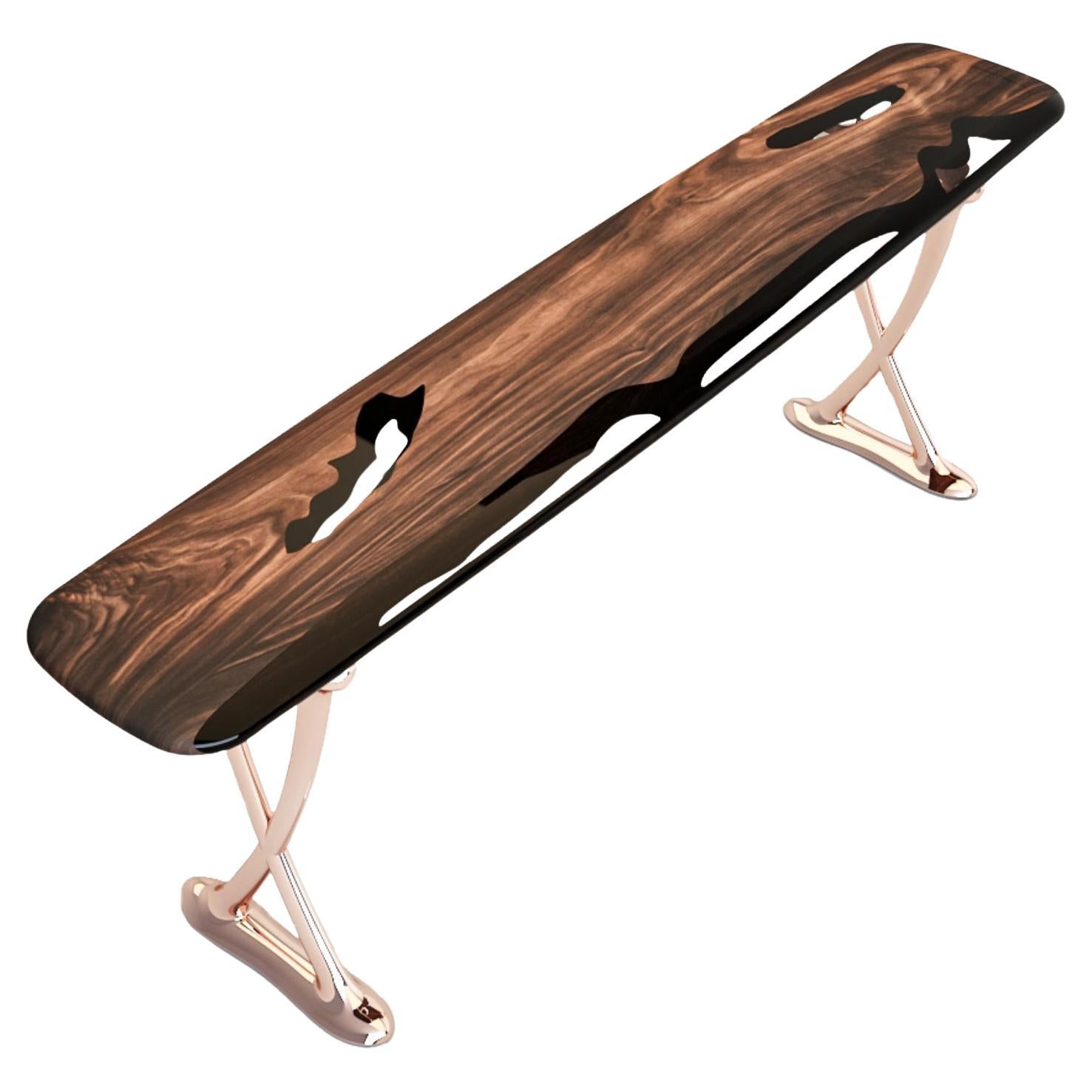 Table console Avorio : Table console en aluminium Hammer et résine de noyer