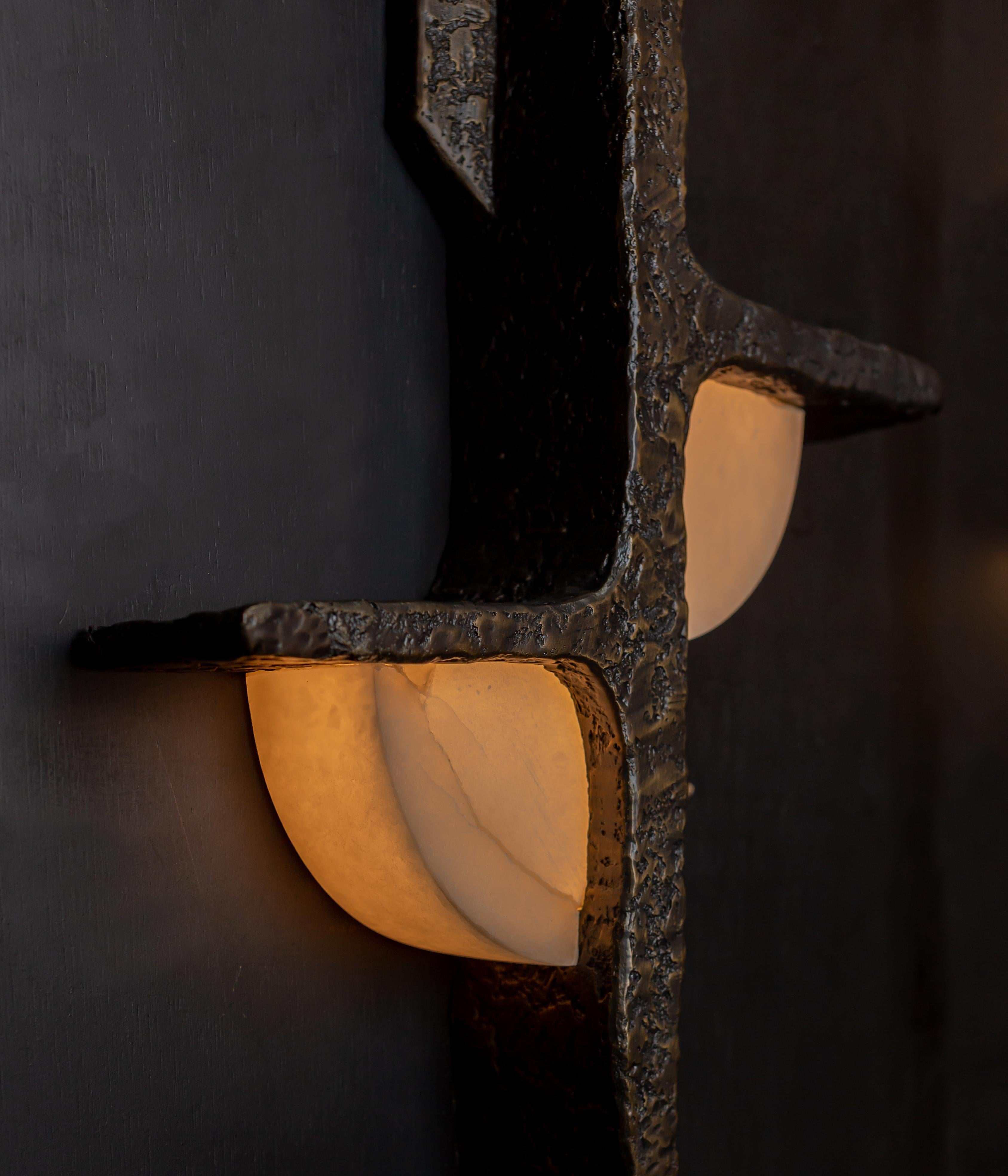 Hand-Carved AVRA Wall Sconce - Alto For Sale
