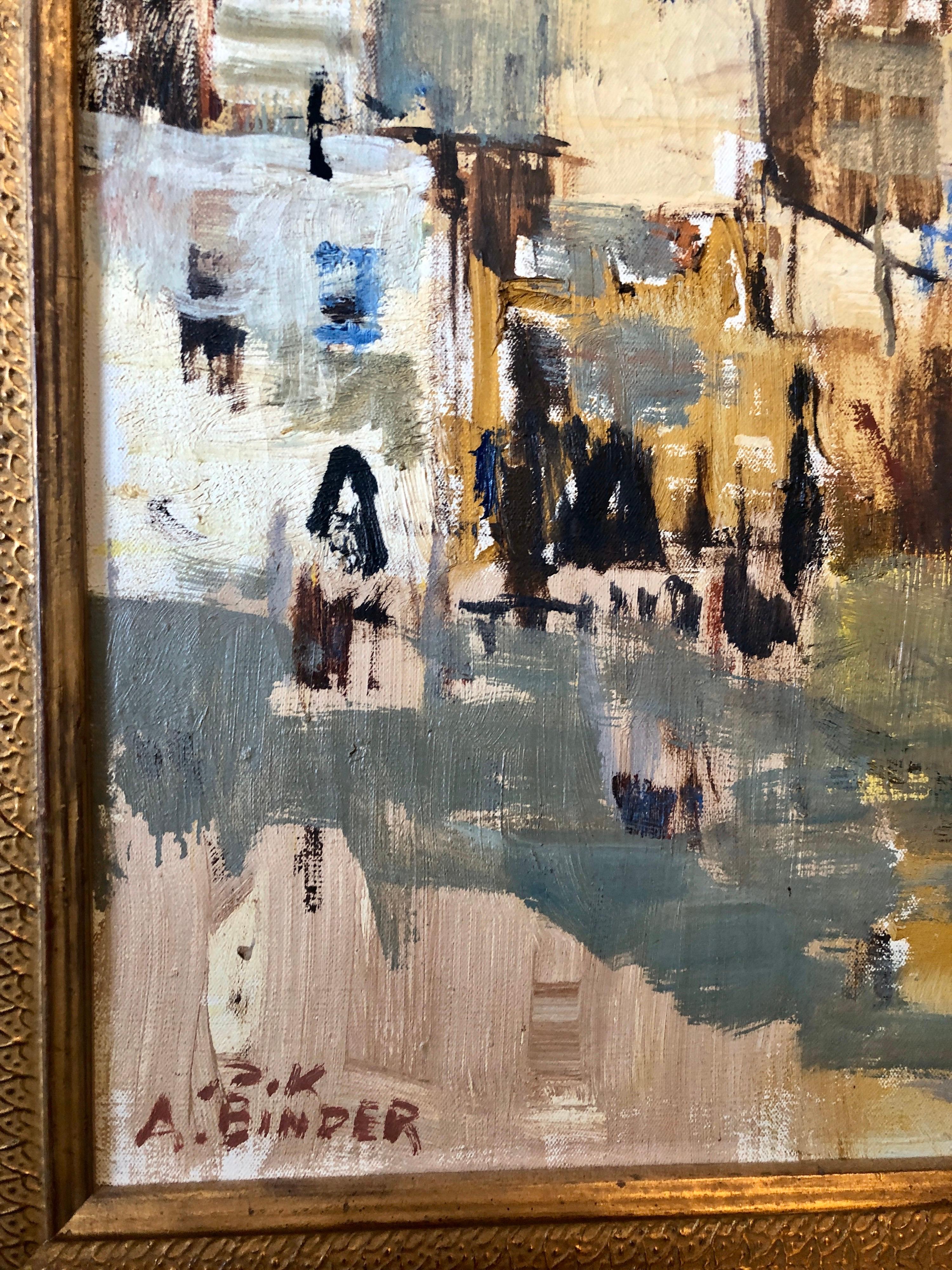 Large Abstract landscape of Jerusalem Israeli Oil Painting Judaica For Sale 2