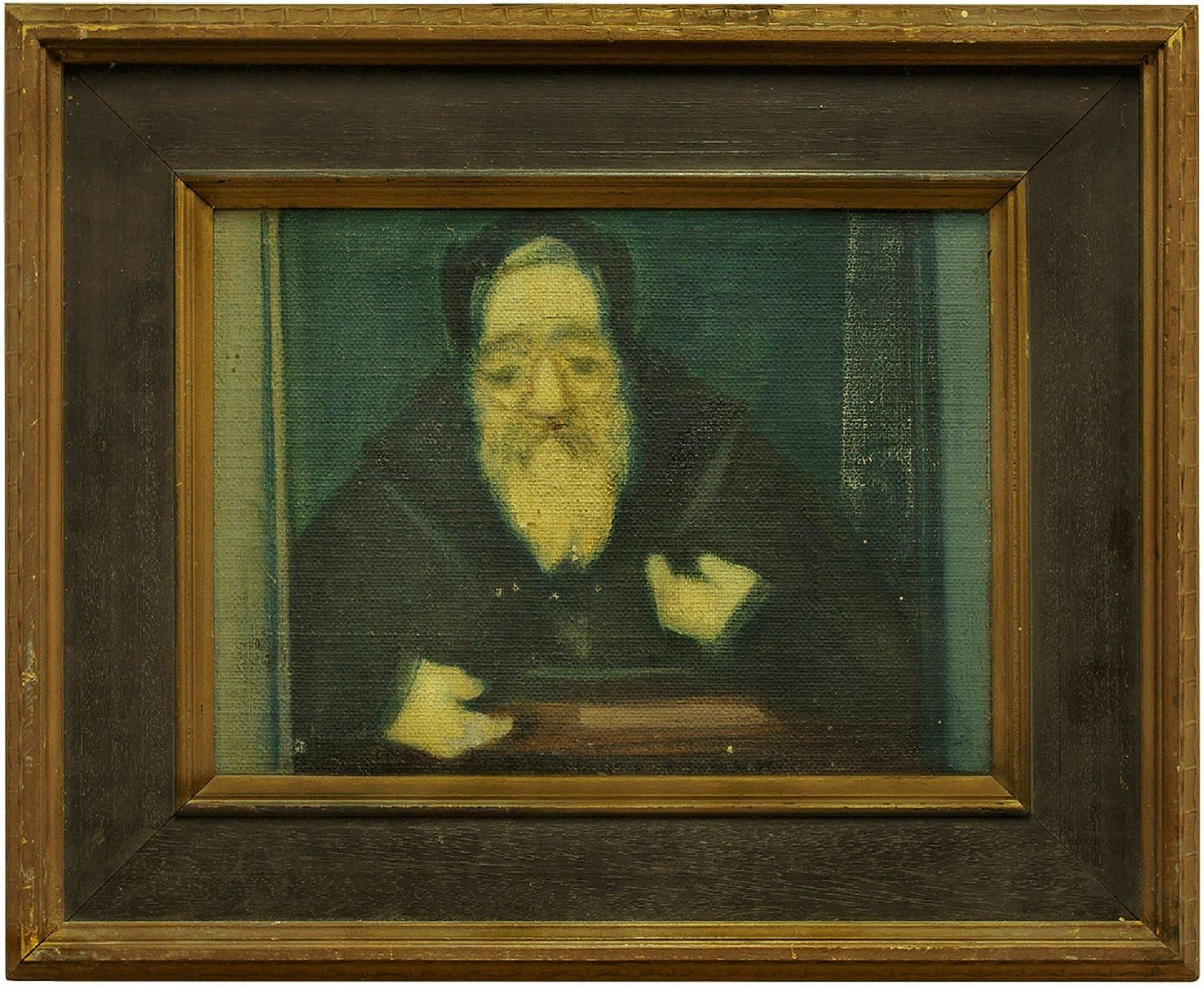 Portrait Painting Avraham Goldberg - Rabbin en étude