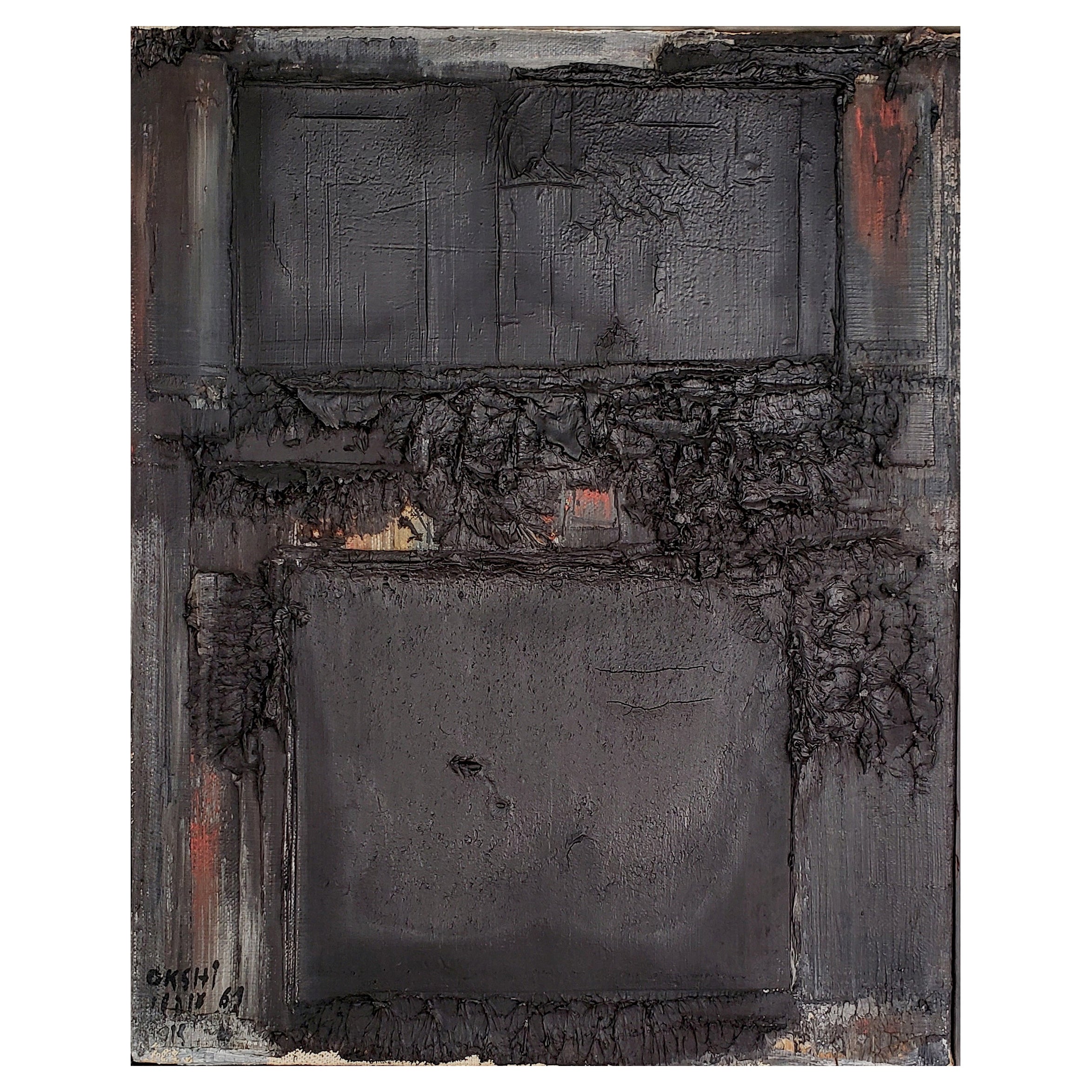 Avshalom Okashi - Composition abstraite huile sur toile, datée de 1961 en vente