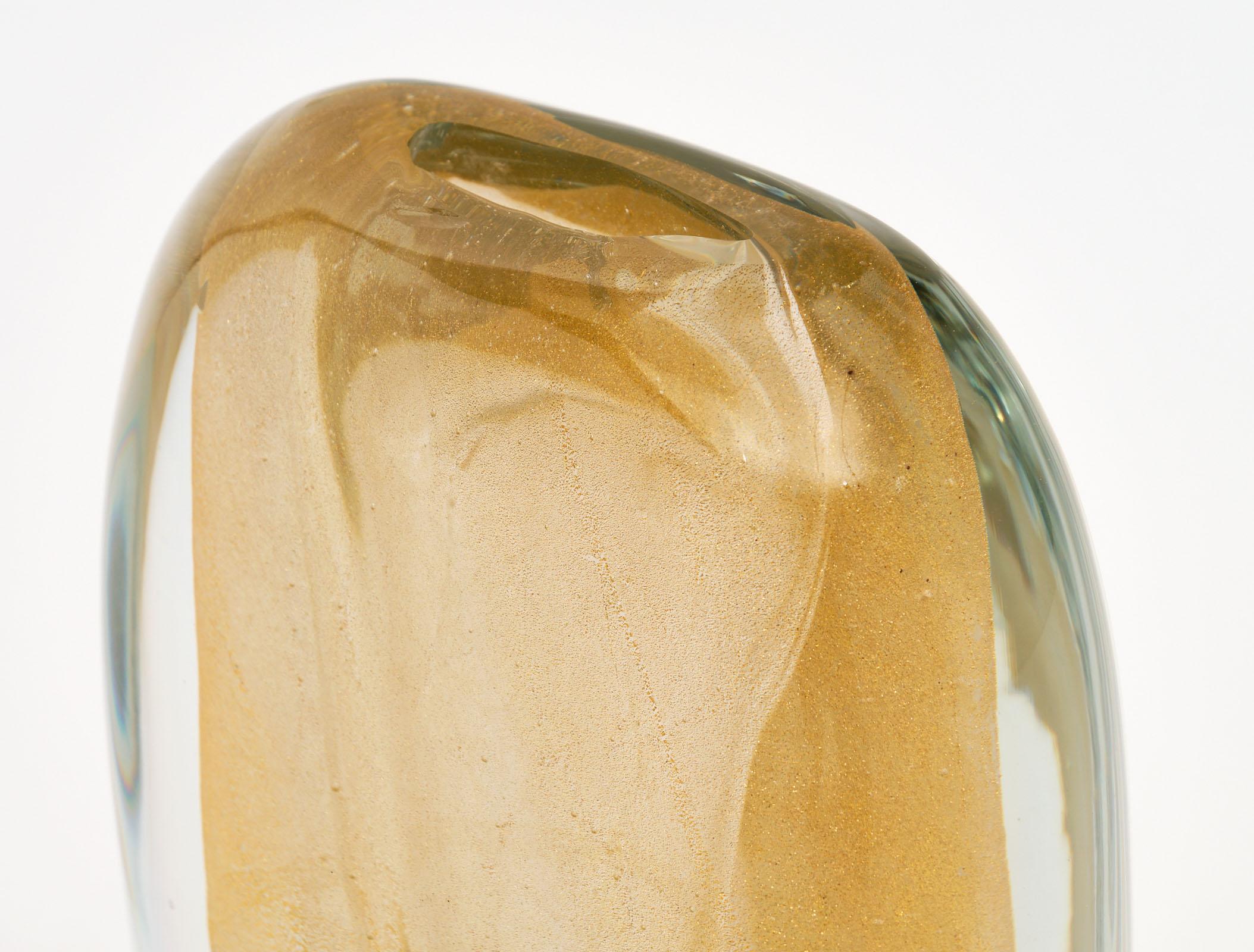 Modern Avventurina Murano Glass Sommerso Vase