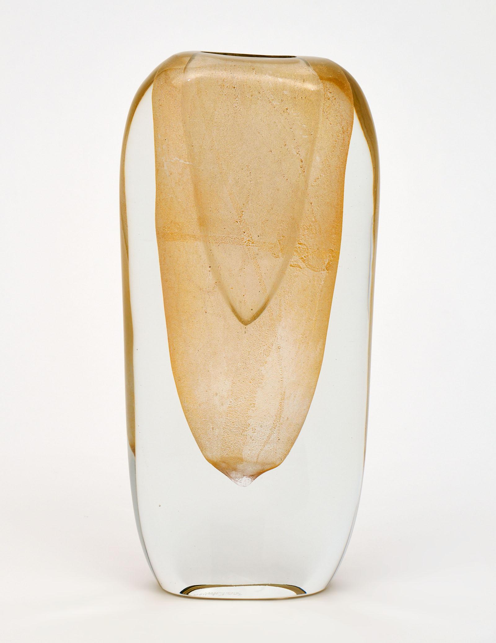 Gold Avventurina Murano Glass Sommerso Vase