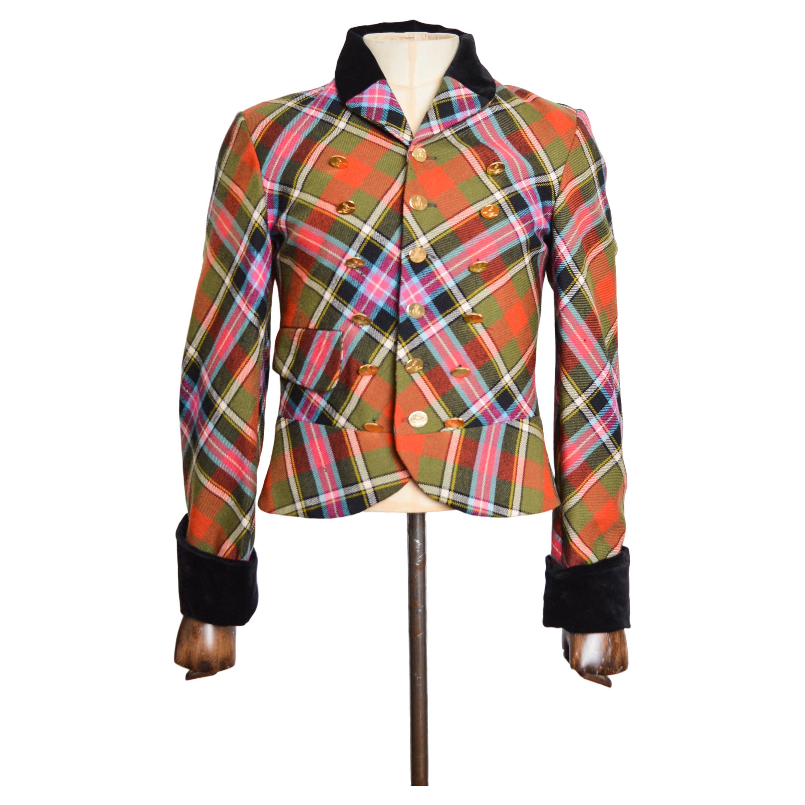 AW 1988 / 89 Vivienne Westwood Bruce of Kinnaird Tartan Mens Runway Jacket For Sale