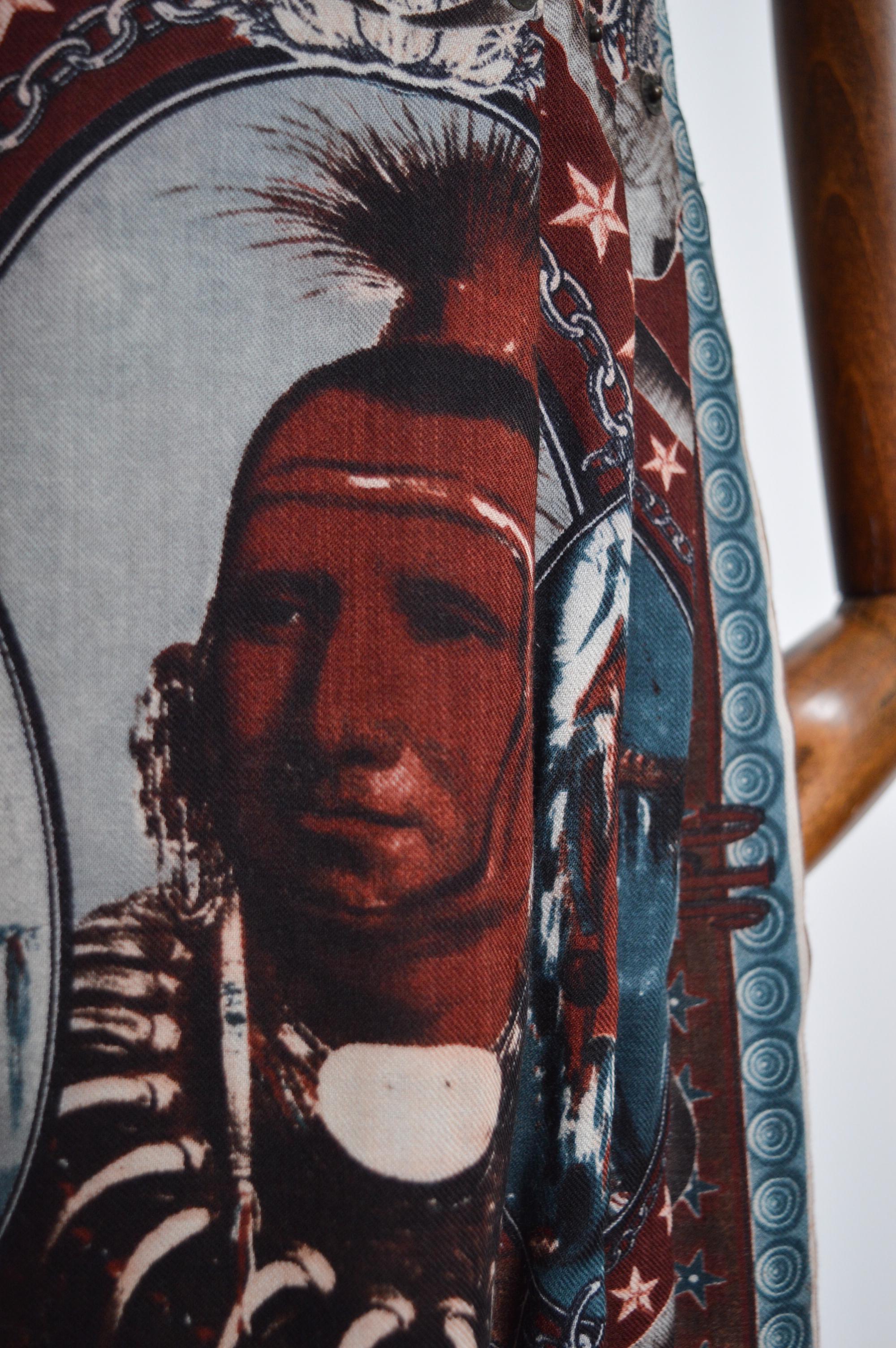 AW 1994 Vintage Jean Paul Gaultier Native American Print Avant Guard Kilt Skirt For Sale 3