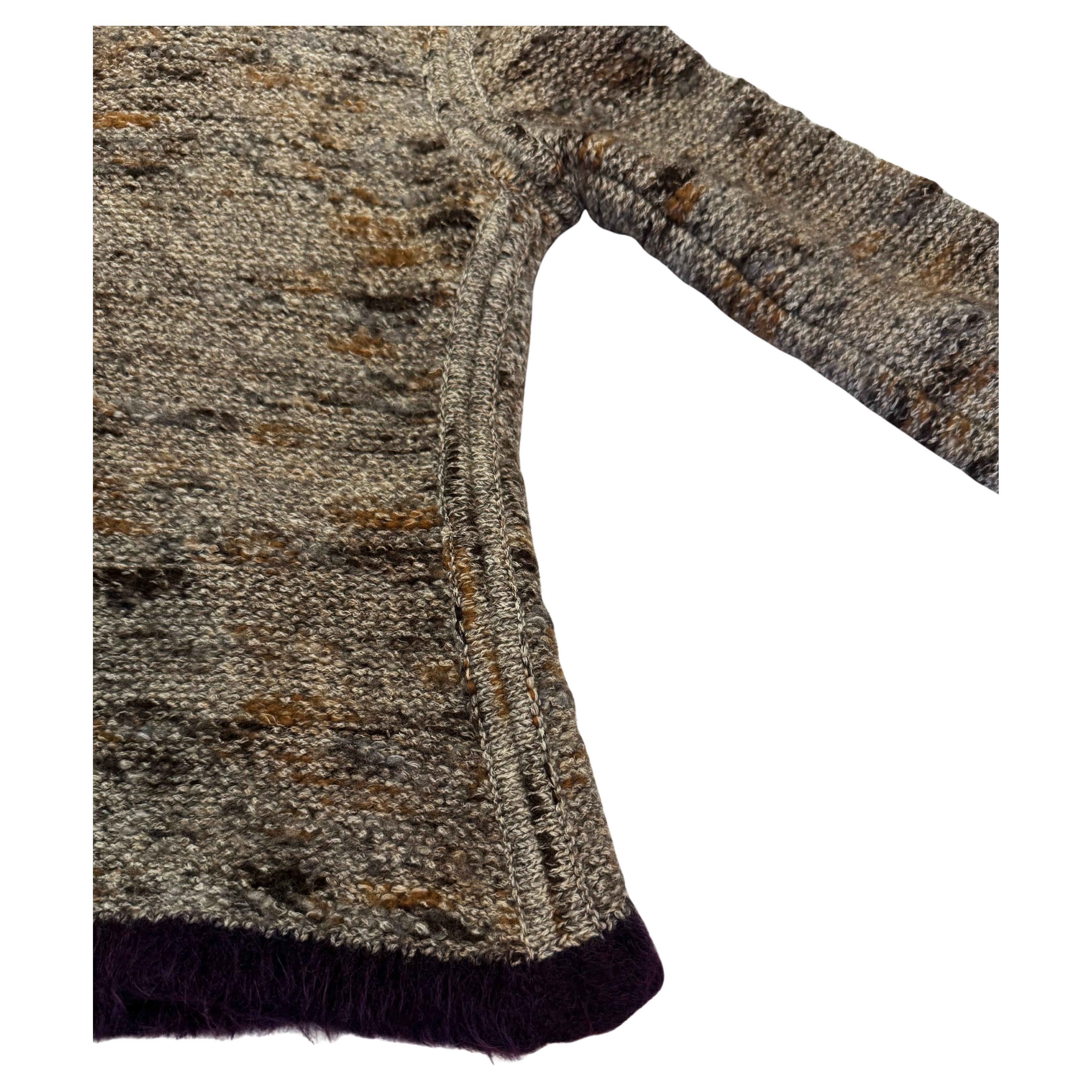 AW 1999 CHANEL Wool-Blend Cardigan Grey Brown FR36 For Sale 3