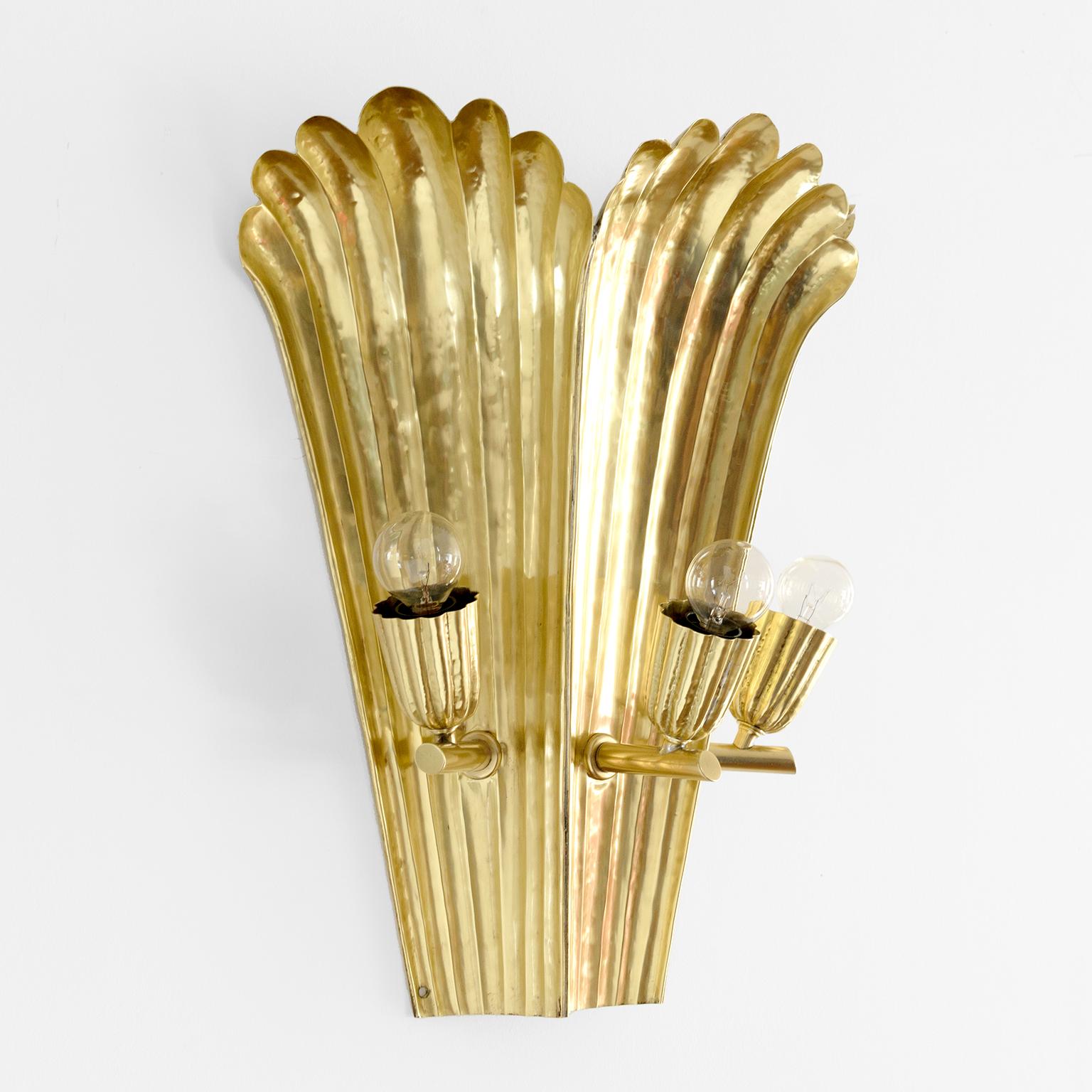 Brass a.W. Borgh Designed Swedish Grace Wall Sconces, Jonkoping, Scandinavian 'a' For Sale