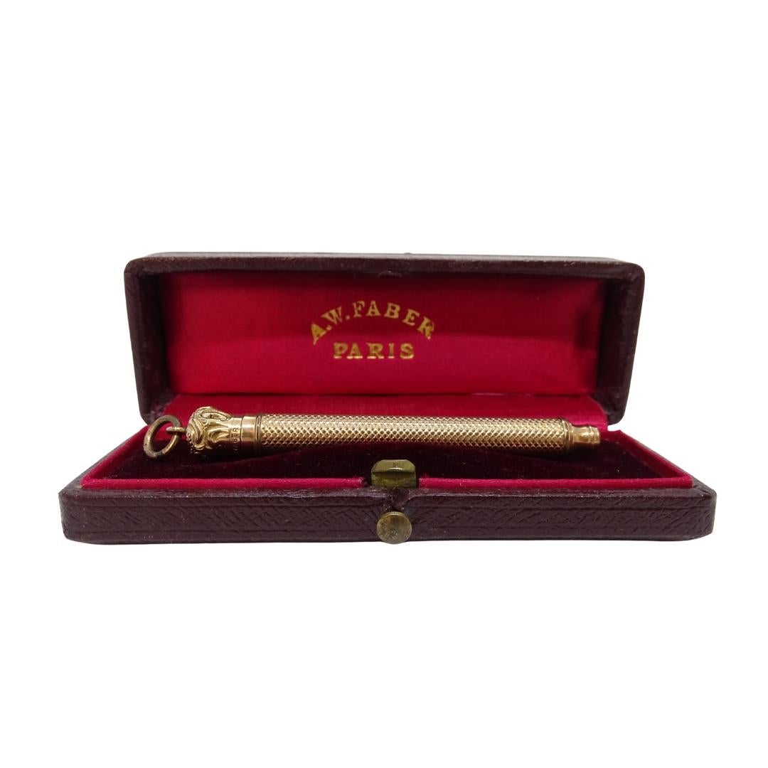 Exquis  et un porte-mine extensible antique unique en son genre ou un porte-mine à traction par A.W. Faber, fin du 19e ou début du 20e siècle. 