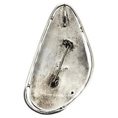 AW Israel Sterling Silver Green Chrysoprase Pin/Pendant #15194