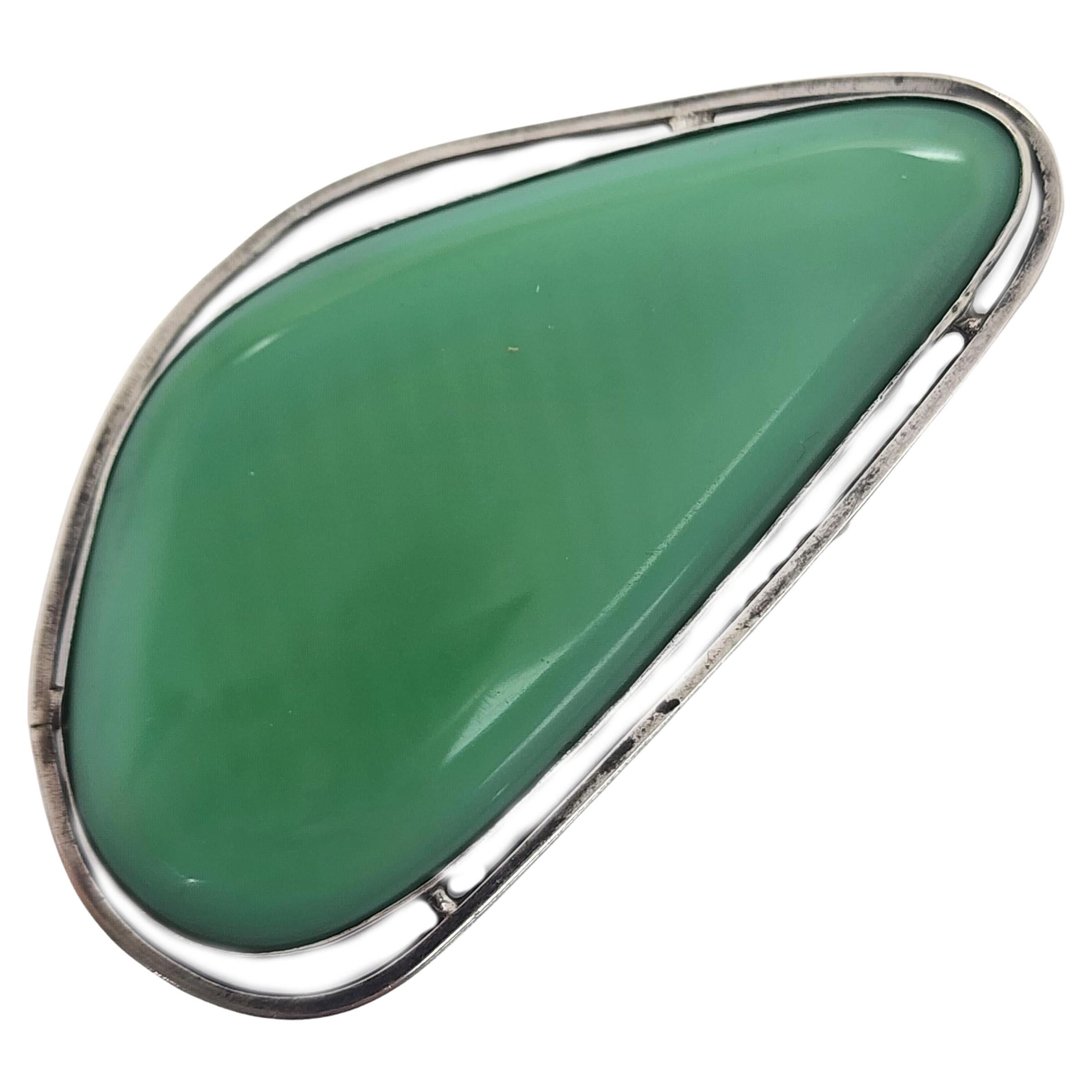 AW Israel Sterling Silver Green Chrysoprase Pin/Pendant #15194 For Sale