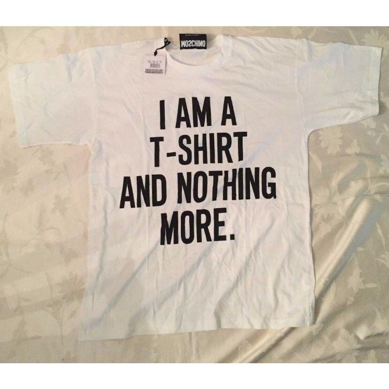 AW14 Moschino Couture Jeremy Scott I Am a Tshirt and Nothing More T-shirt S

Additional Information:
Material: 100% Cotton
Color: White / Black    
Pattern: I am a Tshirt and Nothing More    
Style: T-Shirt
Size: S
100% Authentic!!!
Condition: Brand
