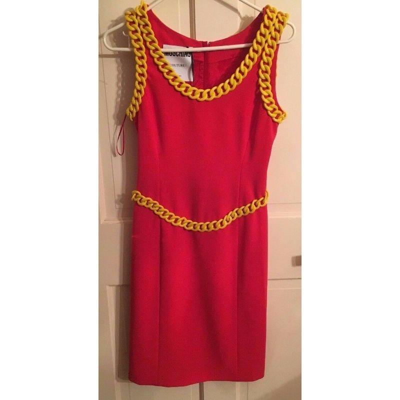 AW14 Moschino Couture Jeremy Scott McDonalds Fast Food Belted Dress Red Yellow For Sale 1