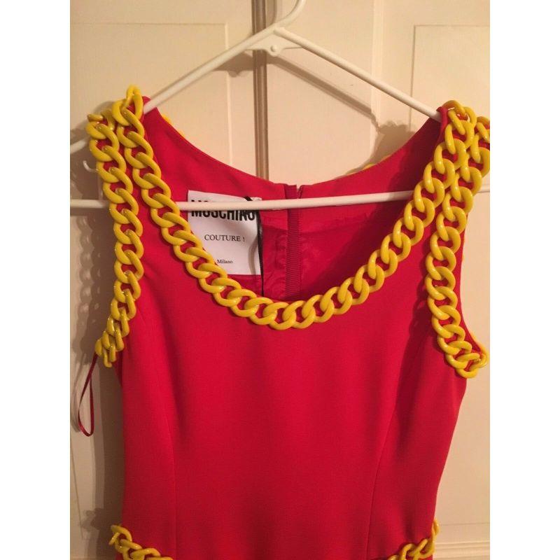 AW14 Moschino Couture Jeremy Scott McDonalds Fast Food Belted Dress Red Yellow For Sale 2