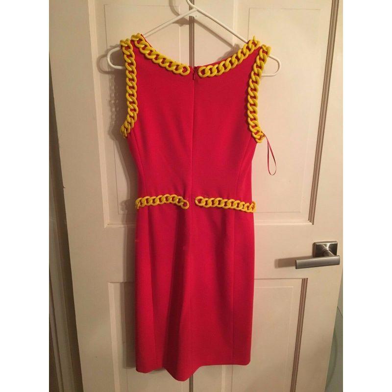 AW14 Moschino Couture Jeremy Scott McDonalds Fast Food Belted Dress Red Yellow For Sale 4