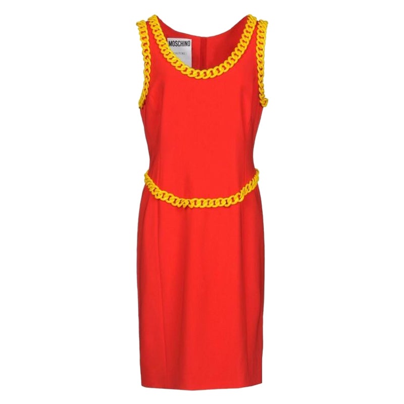 AW14 Moschino Couture Jeremy Scott McDonalds Fast Food Abito con cintura Rosso Giallo in vendita