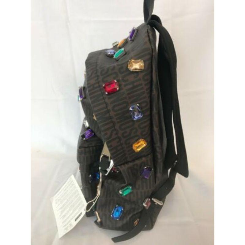 AW15 Moschino Couture Jeremy Scott All Over Colorful Gems Embellished Backpack For Sale 2