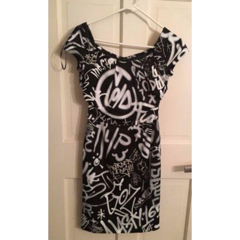 AW15 Moschino Couture Jeremy Scott Black/white Puffy Collar Graffiti Dress For Sale 3