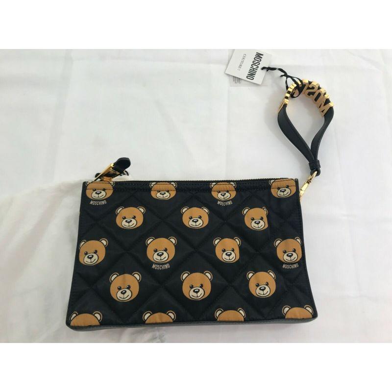 AW15 Moschino Couture Jeremy Scott Brown Black Quilted Clutch Bag Ready to Bear 2