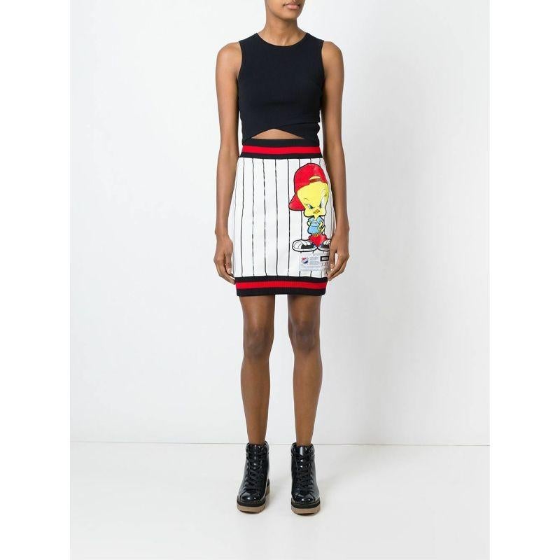 AW15 Moschino Couture Jeremy Scott Looney Tunes Striped Tweety Pencil Skirt 10 For Sale 5