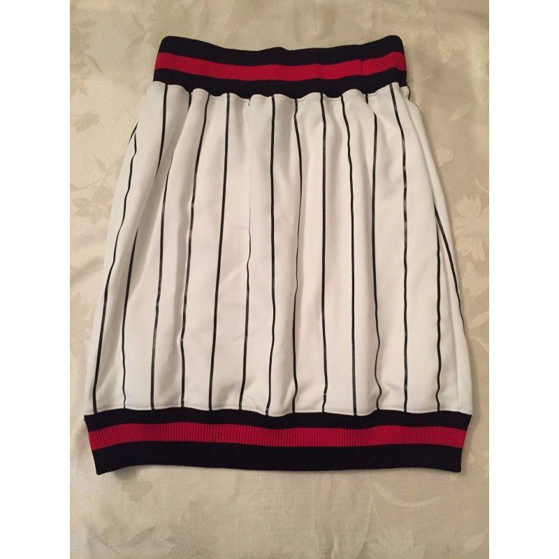 Beige AW15 Moschino Couture Jeremy Scott Looney Tunes Striped Tweety Pencil Skirt 12 For Sale