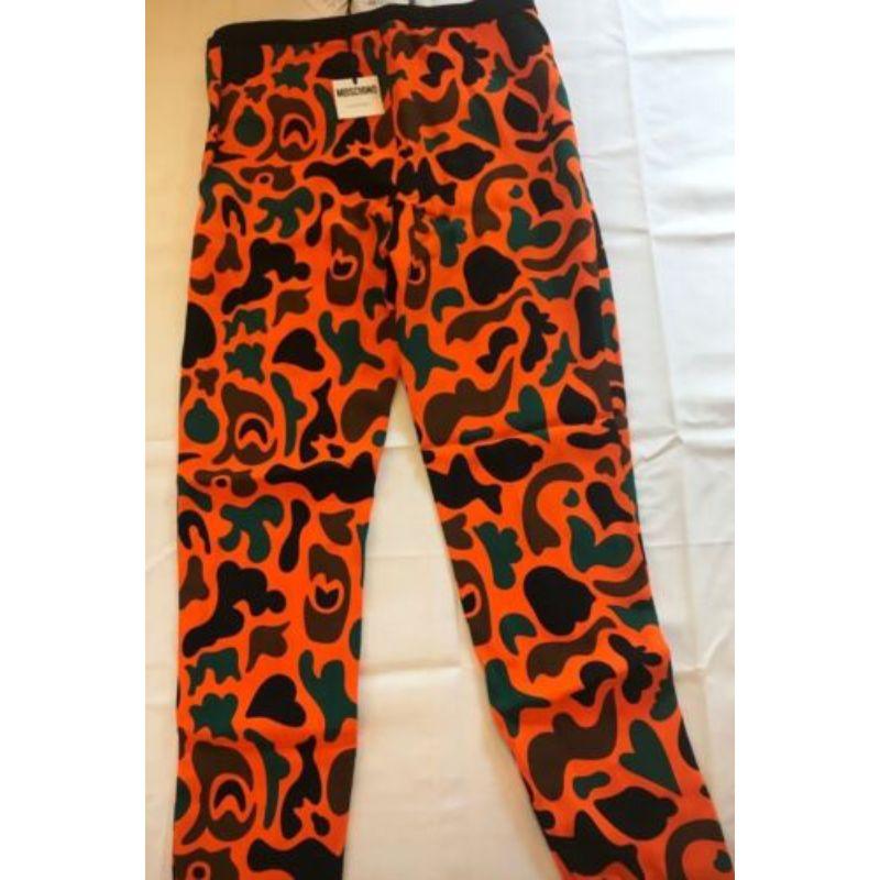 AW15 Moschino Couture Jeremy Scott Orange Brown Green Camouflage Pants 40 IT For Sale 1
