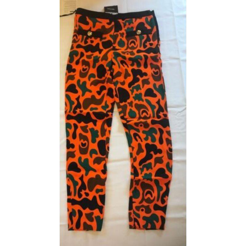 AW15 Moschino Couture Jeremy Scott Orange Brown Green Camouflage Pants 40 IT For Sale 2