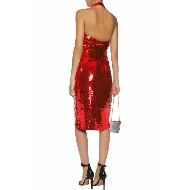 AW15 Moschino Couture Jeremy Scott Red Sequined Crepe Halterneck Dress IT40/ US6 For Sale 4