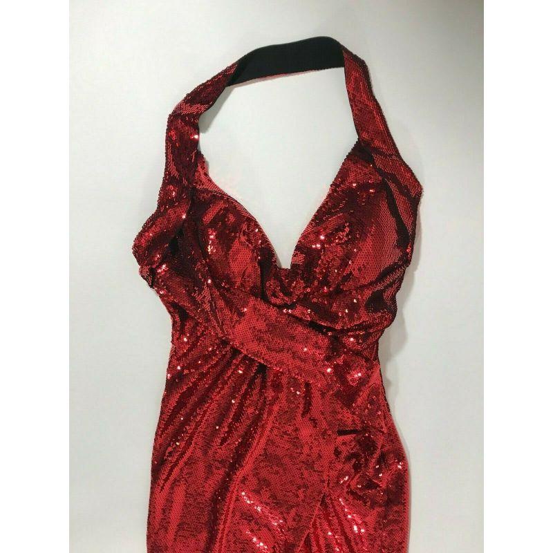 AW15 Moschino Couture Jeremy Scott Red Sequined Crepe Halterneck Dress IT40/ US6 For Sale 1