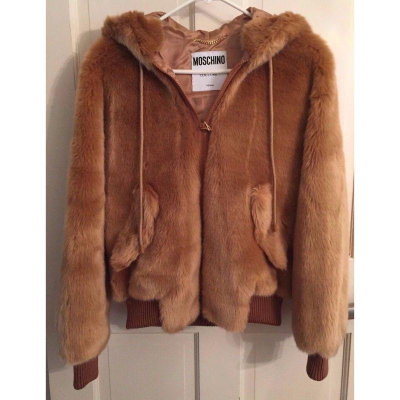 AW15 Moschino Couture Jeremy Scott Teddy Bear Bomber Hoodie Ready to Bear 38 IT For Sale 2