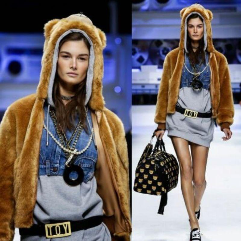 AW15 Moschino Couture Jeremy Scott Teddy Bear Bomber Hoodie Ready to Bear 42 IT For Sale 6