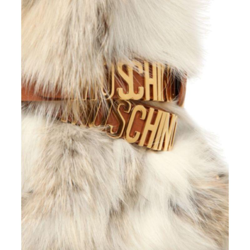 AW15 Moschino Couture x Jeremy Scott Leather & Fox Fur Buckled Snow Boots For Sale 6