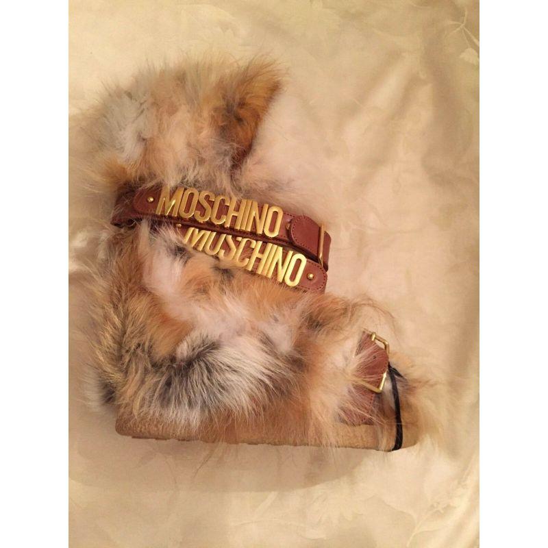 AW15 Moschino Couture x Jeremy Scott Leather & Fox Fur Buckled Snow Boots For Sale 10